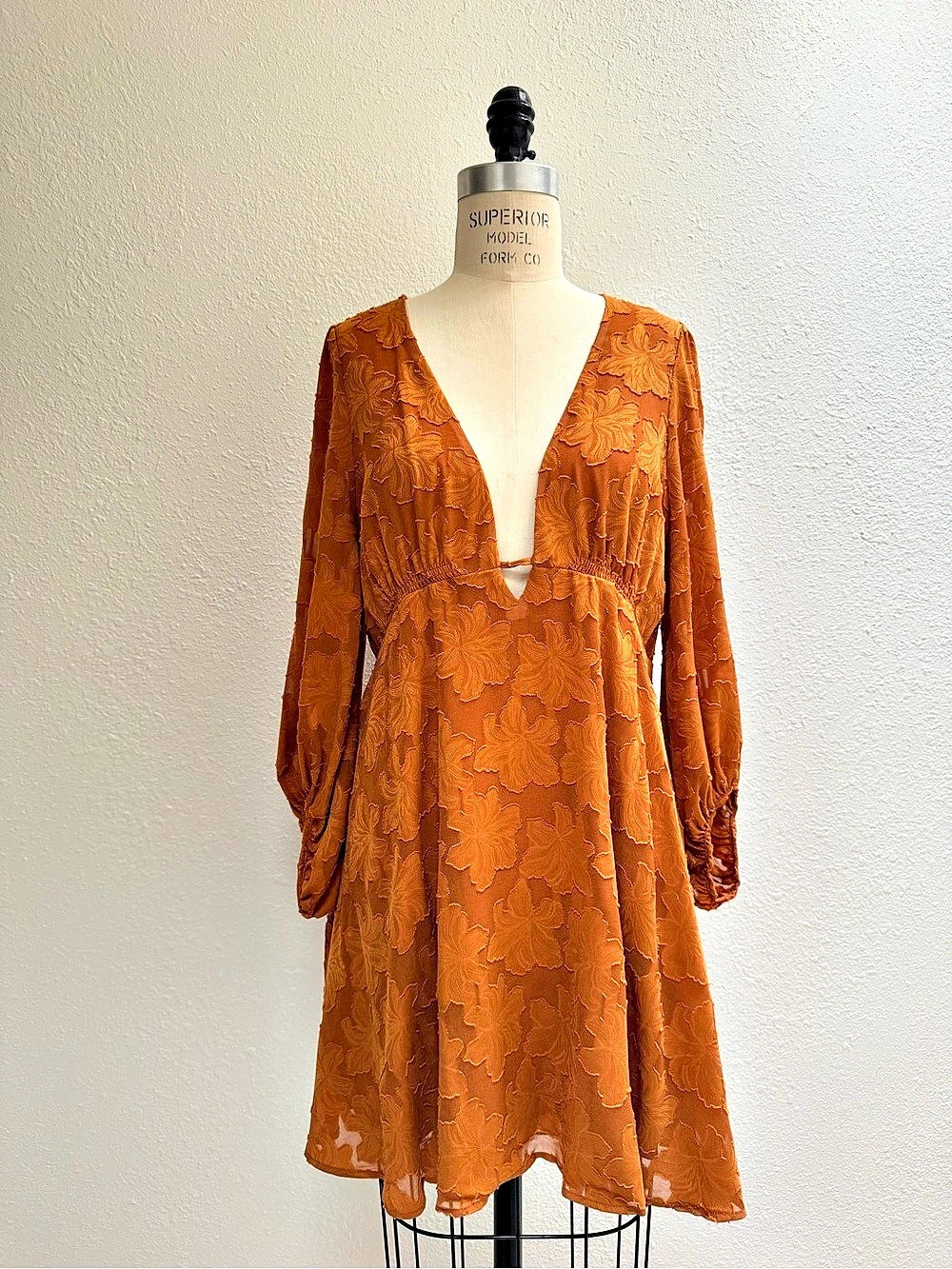 Anthropologie Floral Mini Dress in Orange Size XL